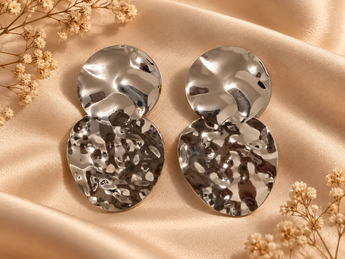 Silver Ripple Drop Earrings
