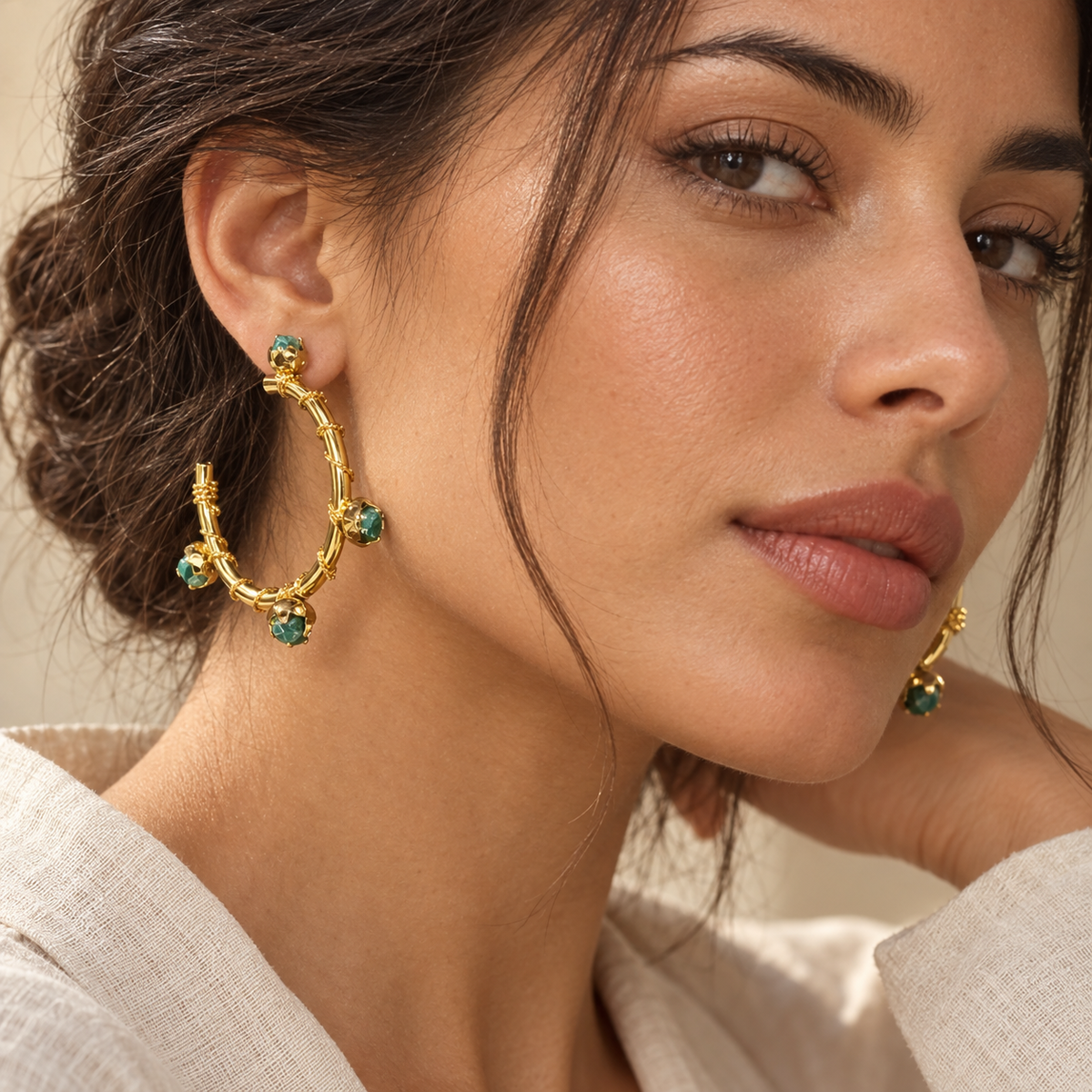 Verdant Vine Hoop Earrings