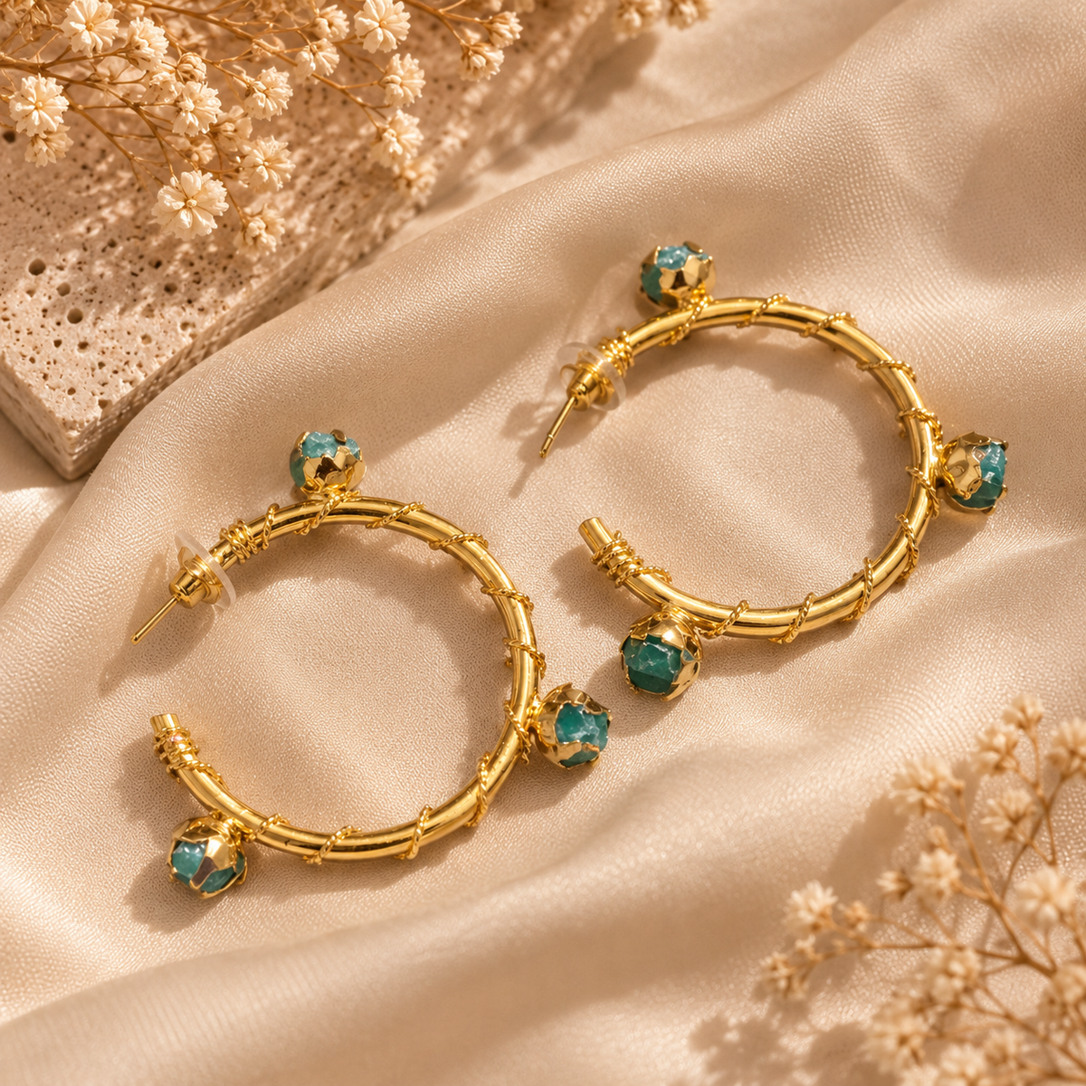 Verdant Vine Hoop Earrings