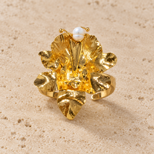 Golden Orchid Ring