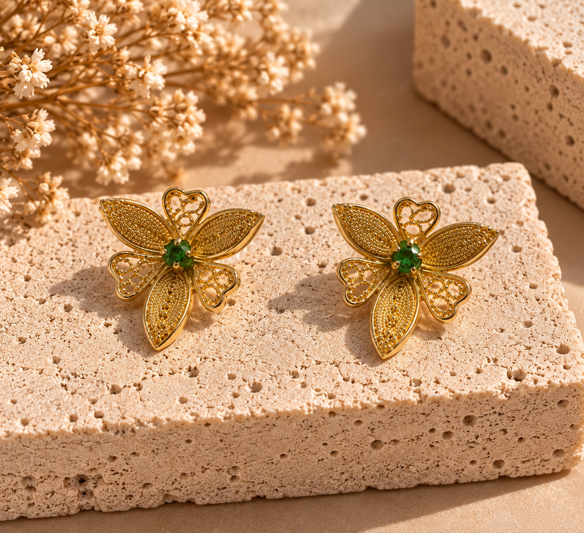 Gilded Filigree Bloom Earrings