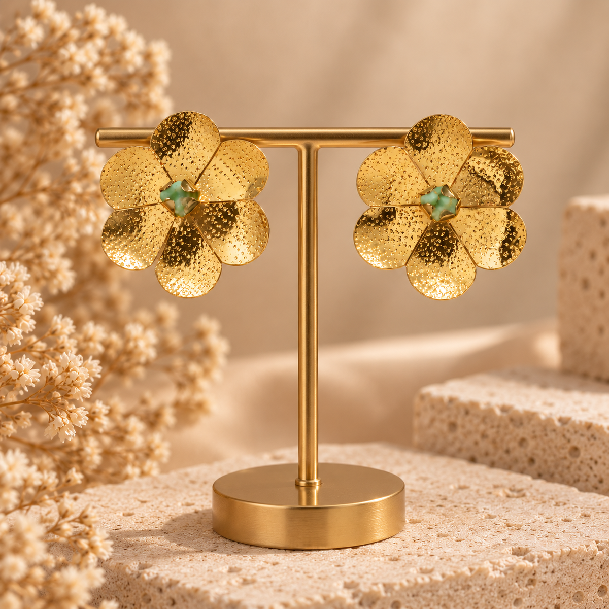 Golden Meadow Flower Earrings