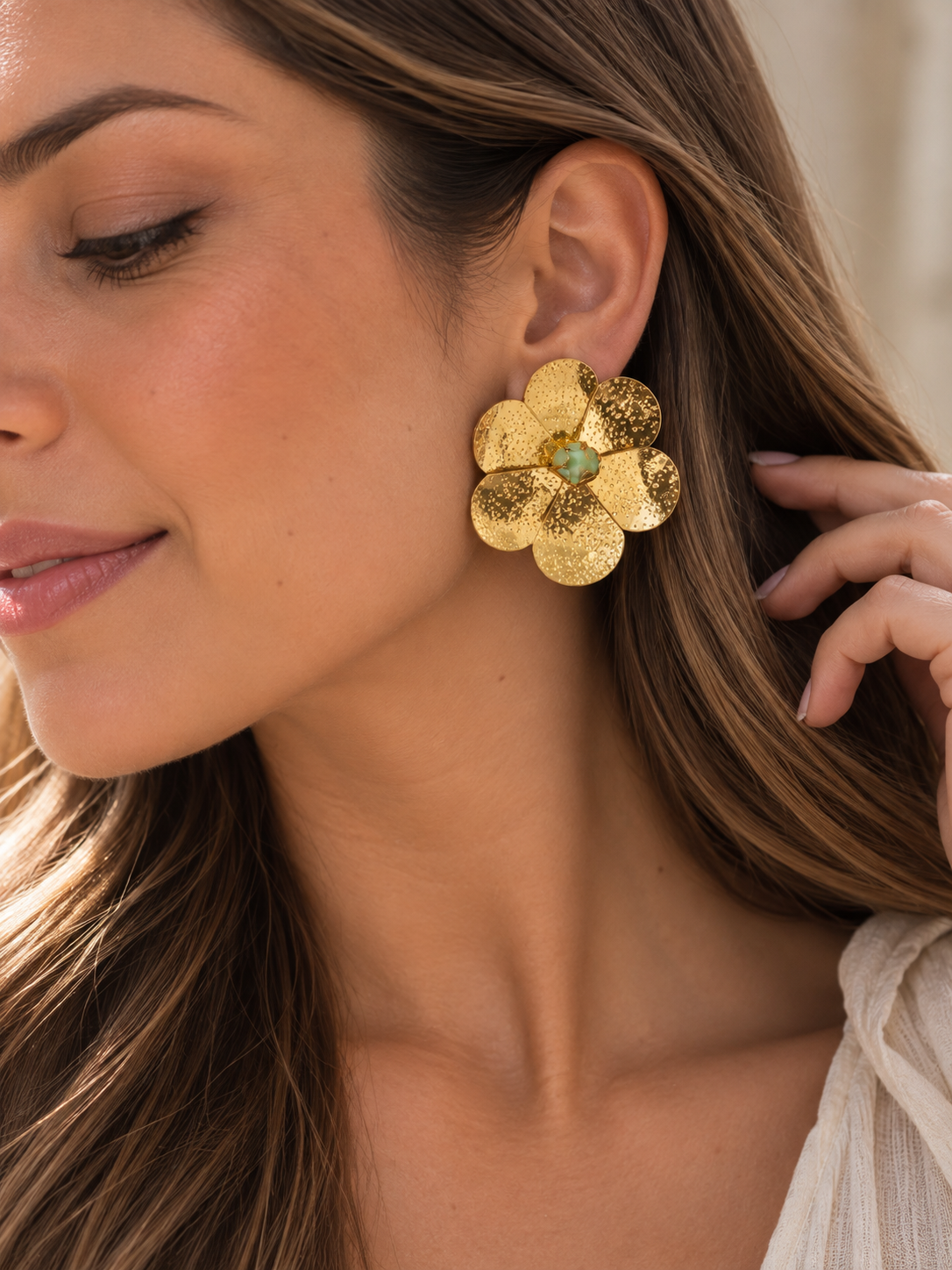 Golden Meadow Flower Earrings