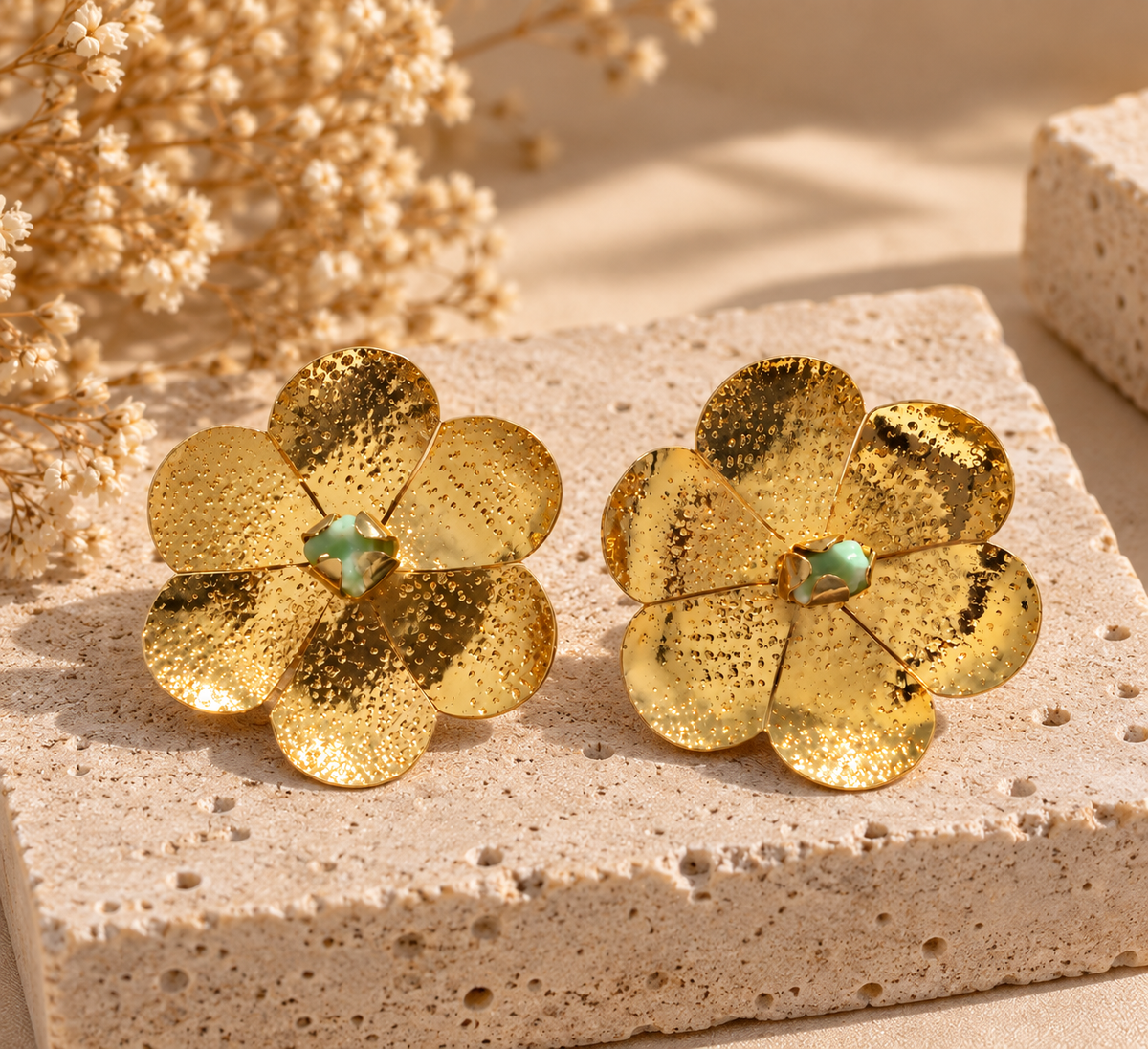 Golden Meadow Flower Earrings
