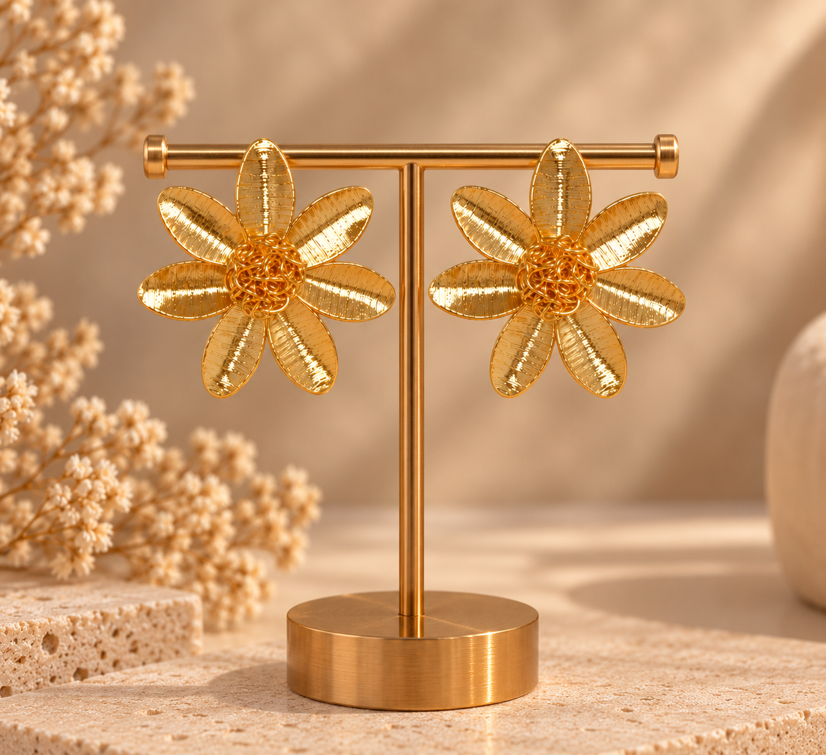 Golden Daisy Nest Studs
