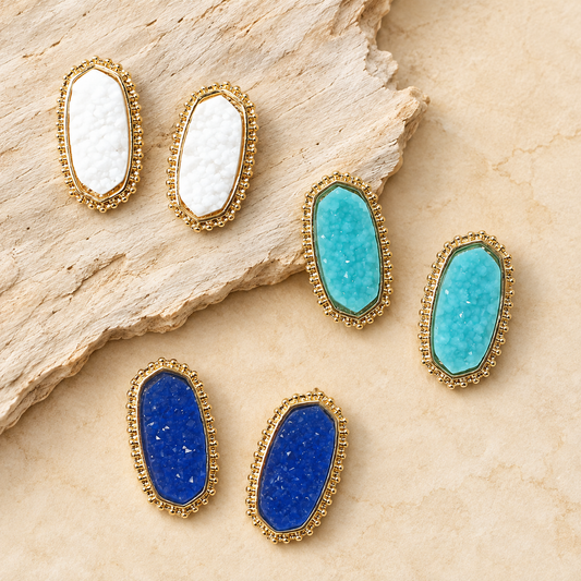 Halo Druzy Stud Earrings