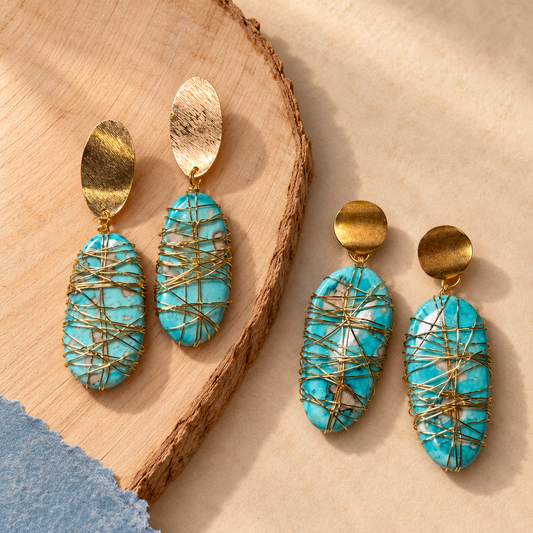 Turquoise Wrapped Statement Earrings