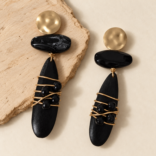 Noir Sculpted Drop Earrings