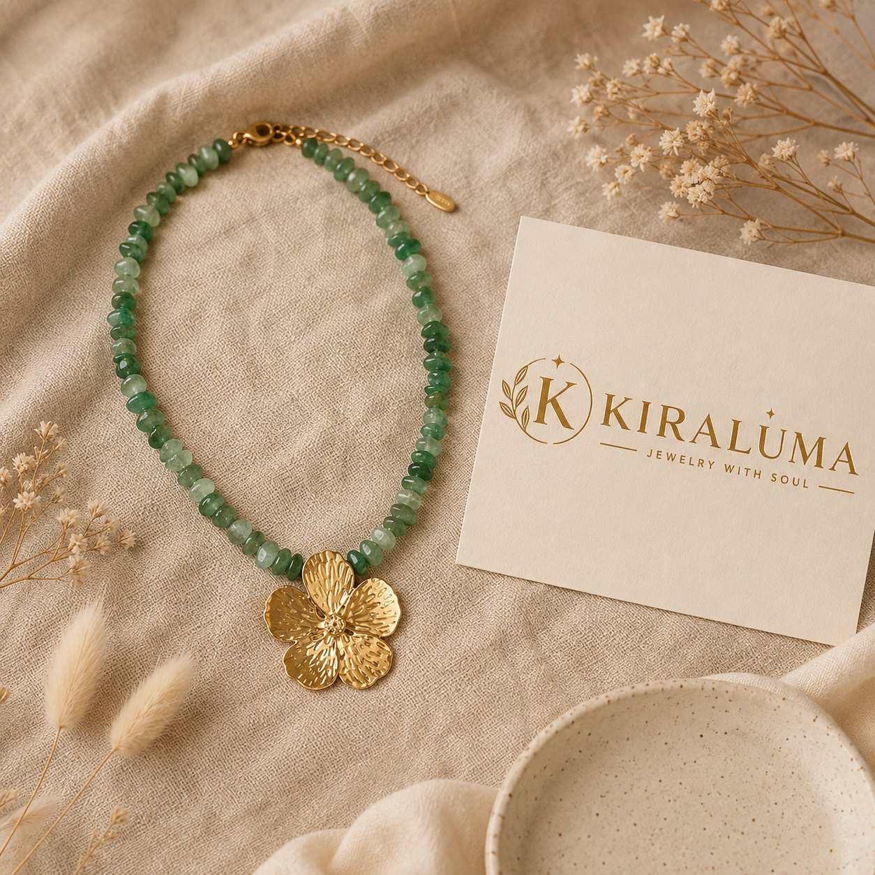 Golden Stone Bloom Necklace