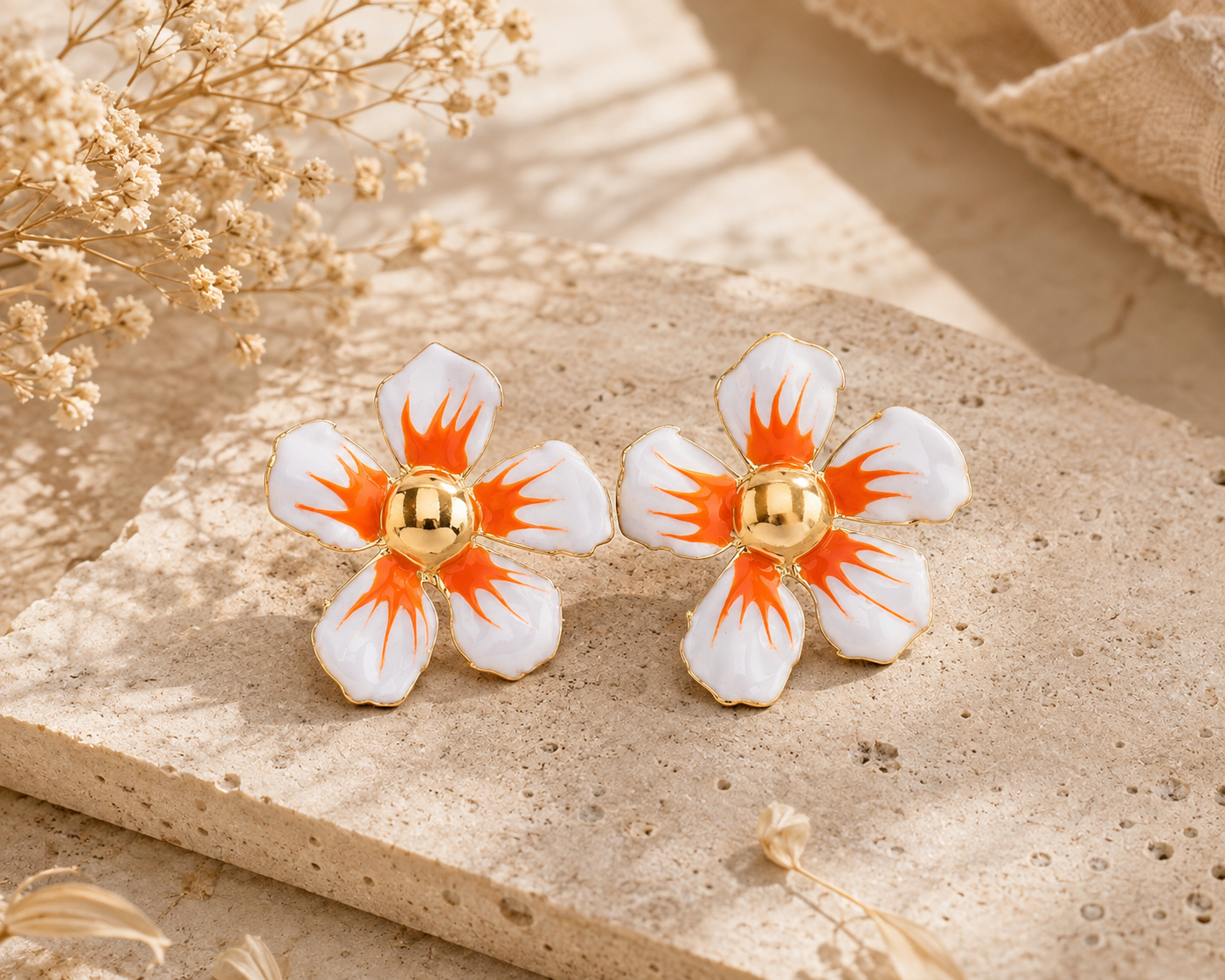 Golden Petal Drop Earrings