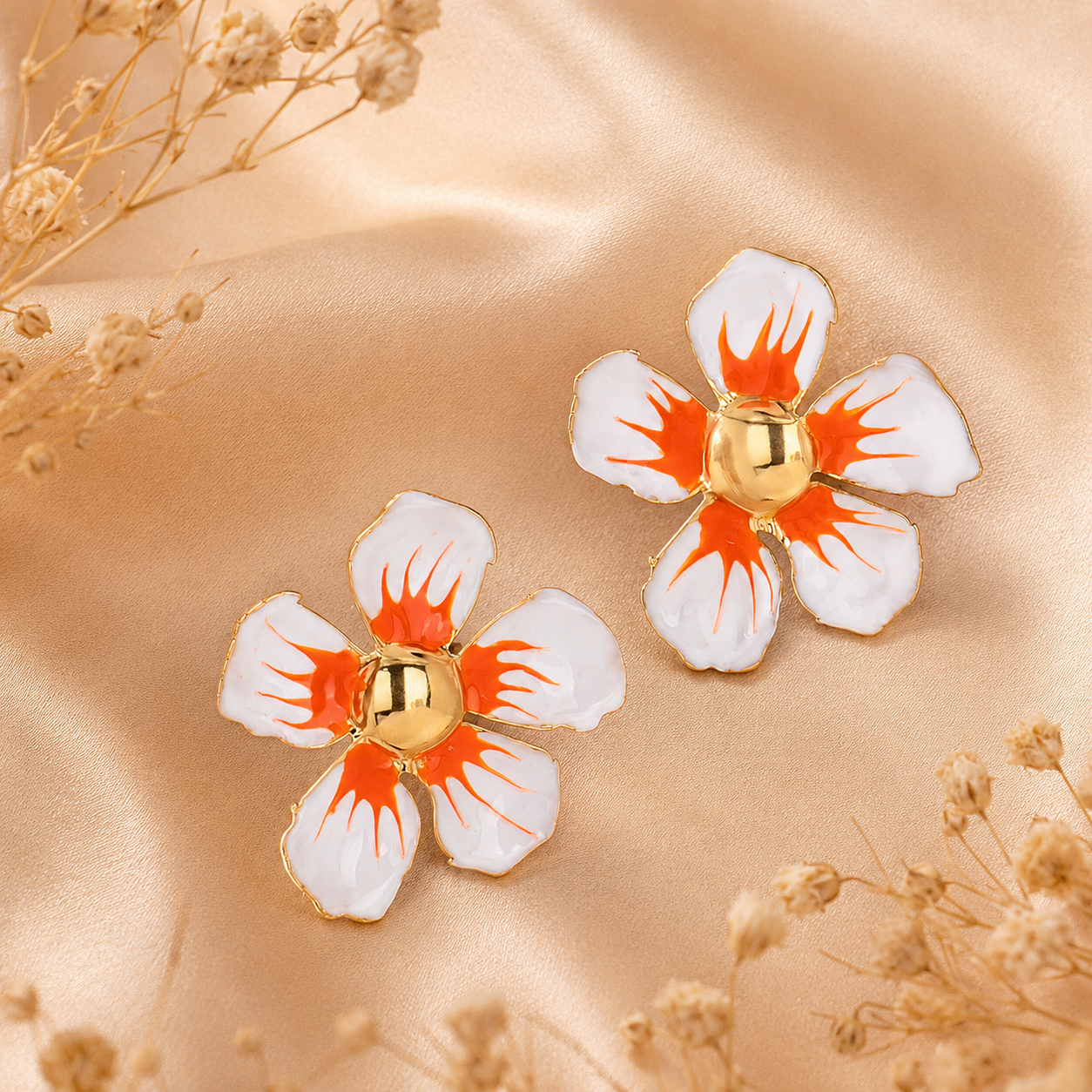 Golden Petal Drop Earrings