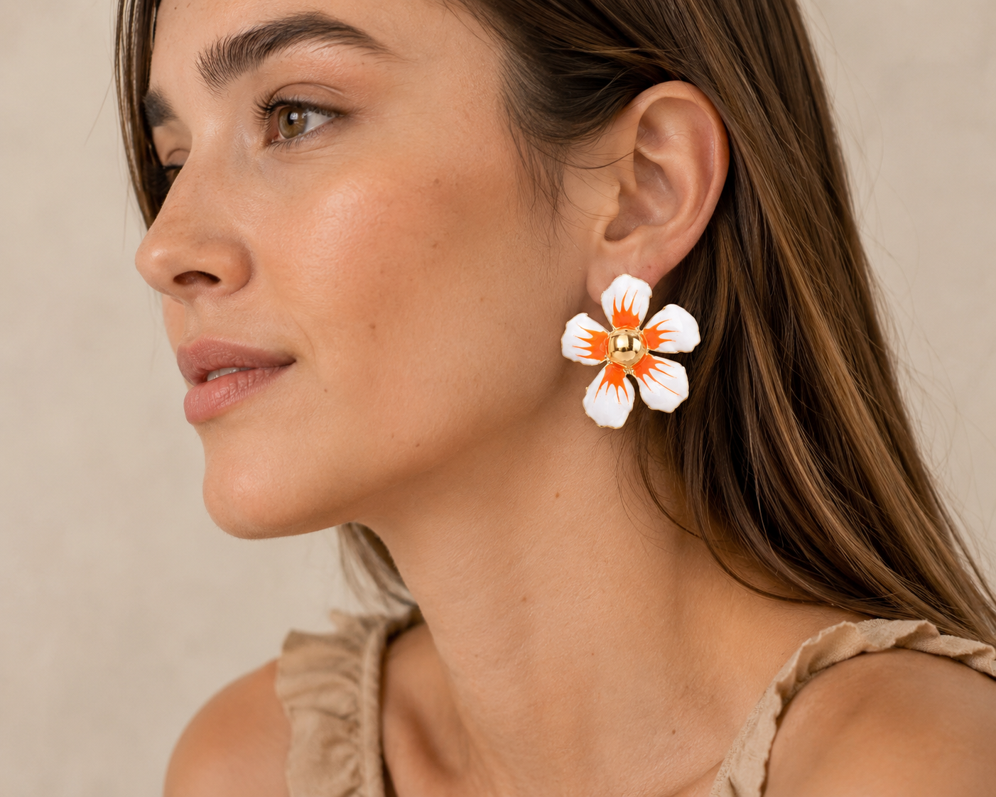 Golden Petal Drop Earrings