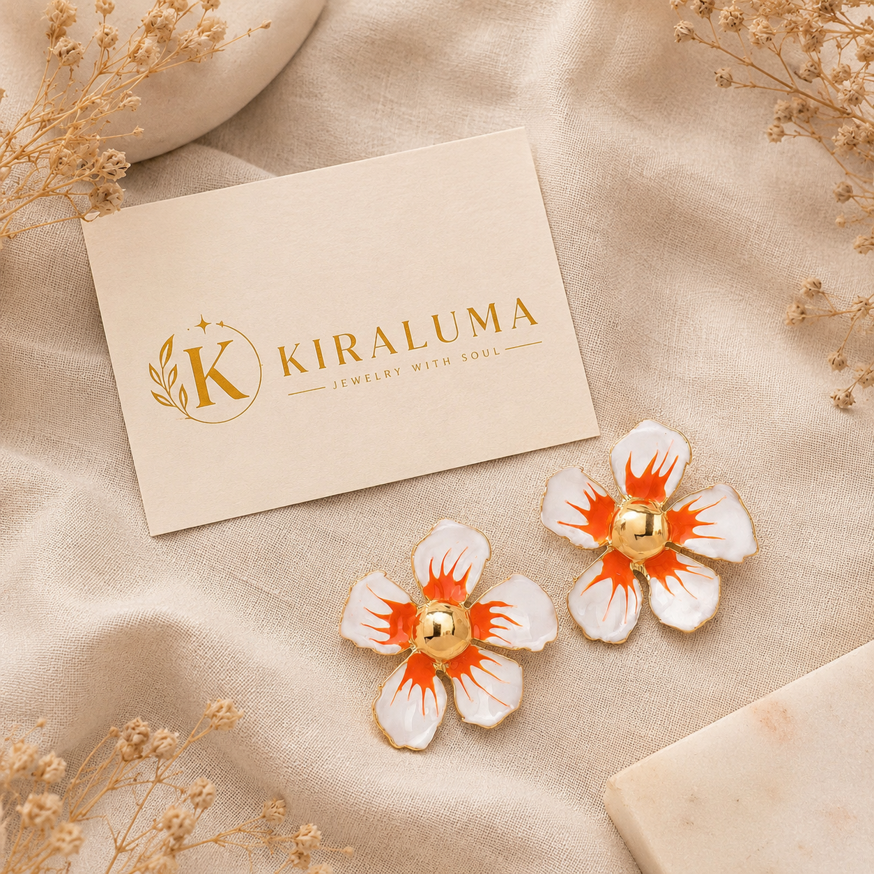 Golden Petal Drop Earrings