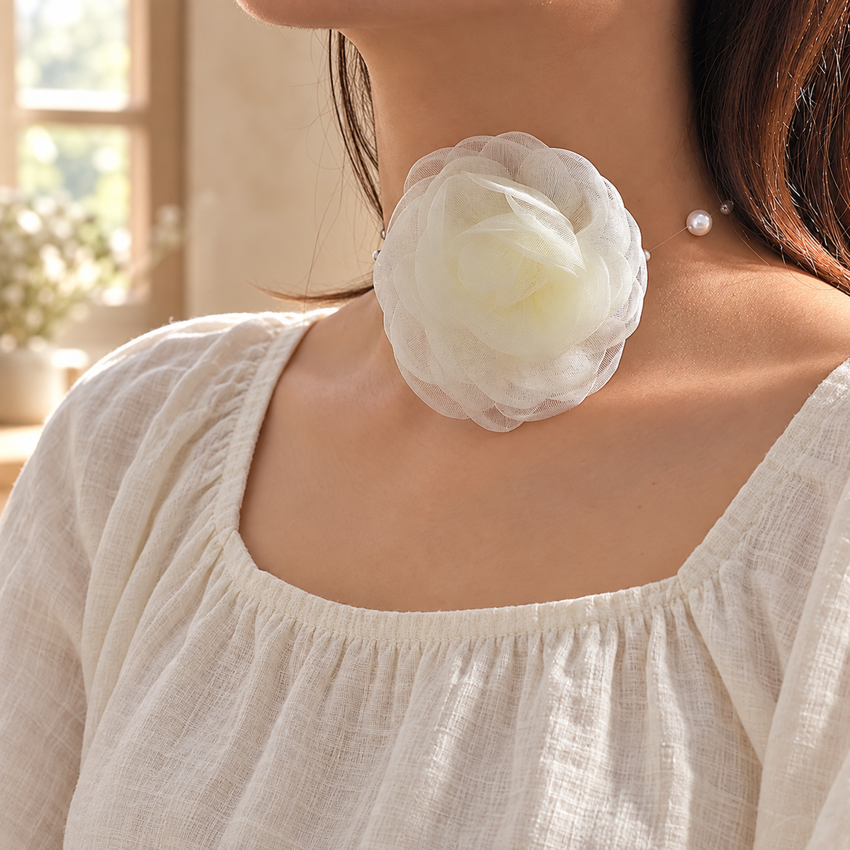 Ivory Bloom Choker Necklace