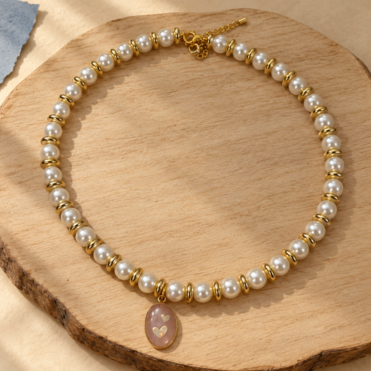 Pearl Heart Charm Necklace