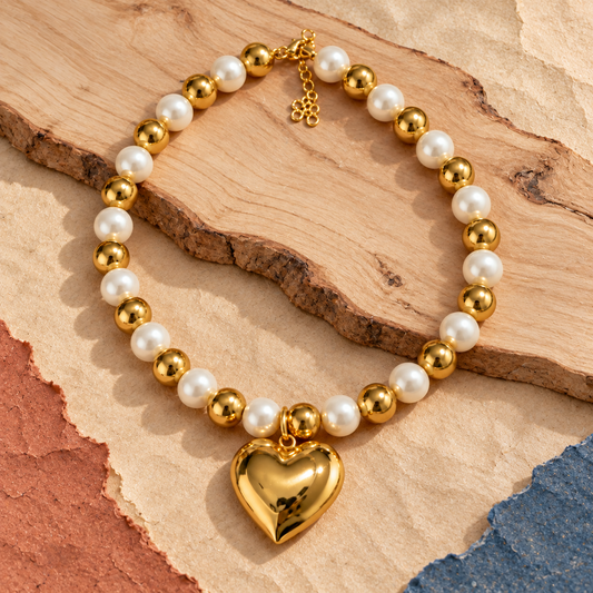 Luminous Heart Pearl Necklace