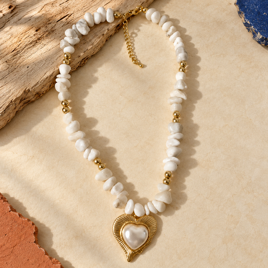Ivory Heart Stone Necklace