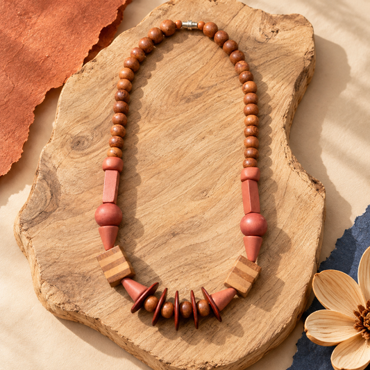 Terra Geometric Wood Necklace