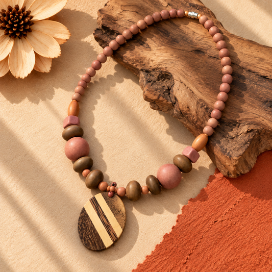Terra Pendant Wood Necklace