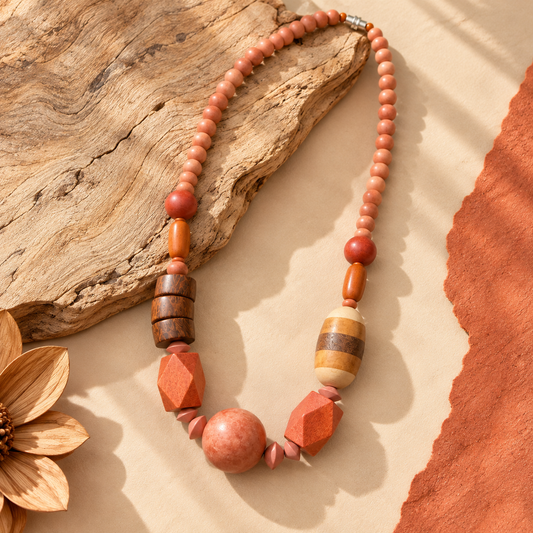 Terra Sculptural Wood Necklace